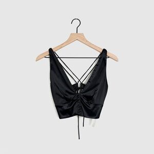 FP Black Satin Crop Top